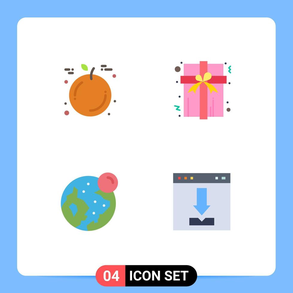 4 Flat Icon concept for Websites Mobile and Apps fruit moon box earth browser Editable Vector Design Elements