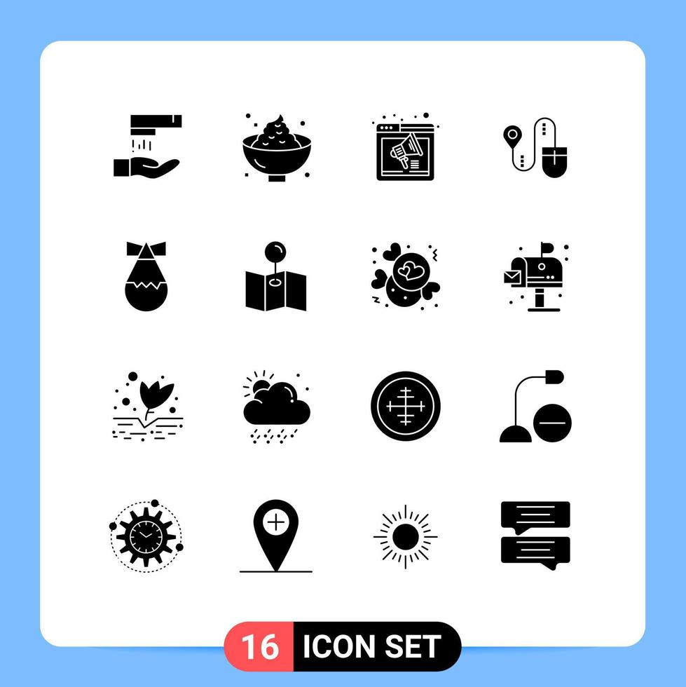 Set of 16 Modern UI Icons Symbols Signs for bomb search browser location webpage Editable Vector Design Elements