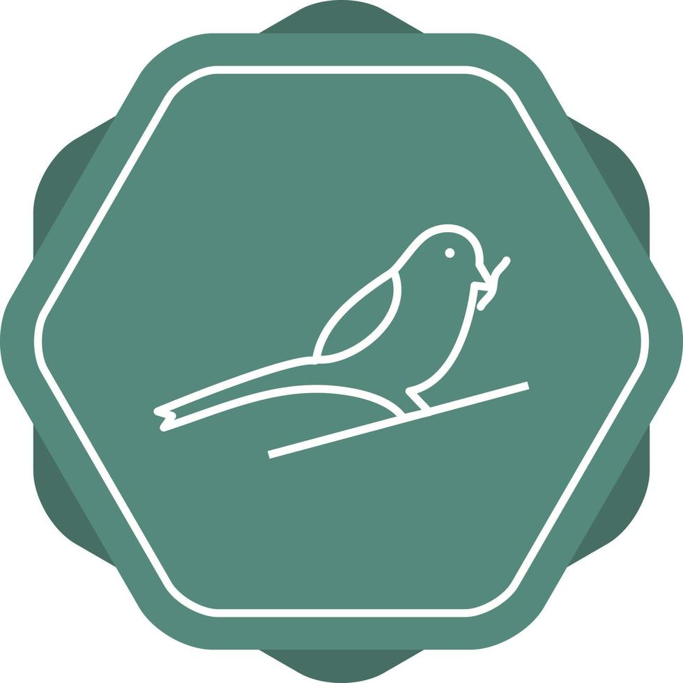Unique Sparrow Eating insect Vector Line Icon