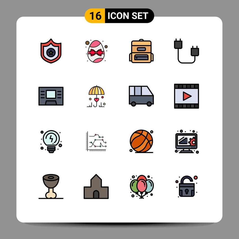 Stock Vector Icon Pack of 16 Line Signs and Symbols for insurance atm education hardware devices Editable Creative Vector Design Elements
