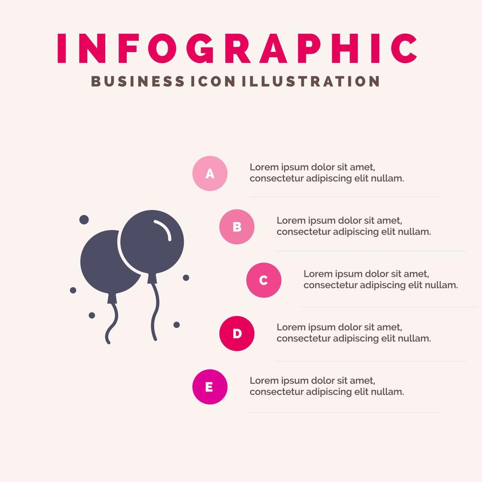 globo volar irlanda sólido icono infografía 5 pasos presentación antecedentes vector