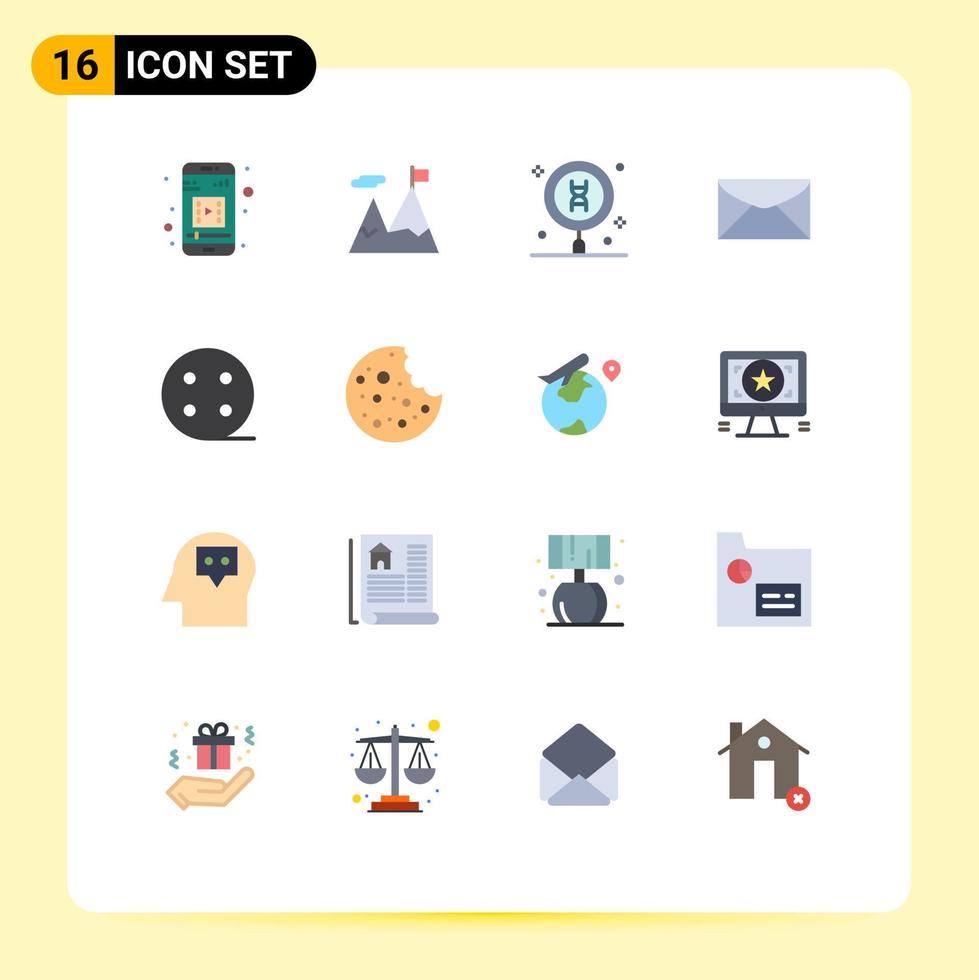 conjunto de 16 iconos de interfaz de usuario modernos signos de símbolos para mensaje de carga correo de educación de adn paquete editable de elementos de diseño de vectores creativos