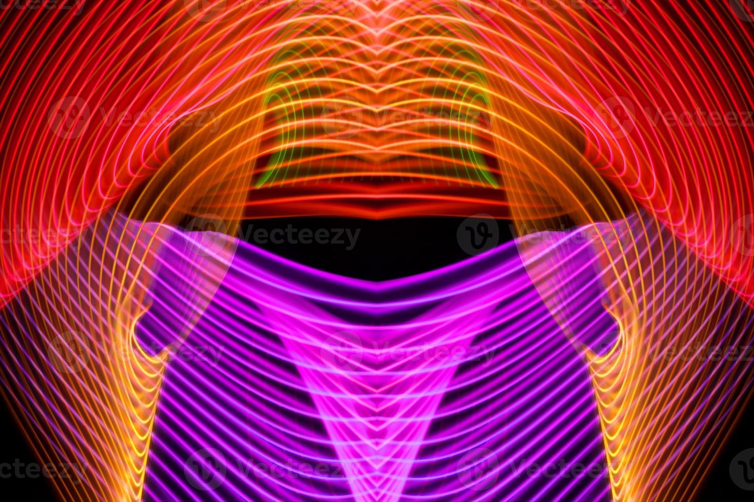 Abstract background of colored blue, pink, yellow, orange stripes. photo