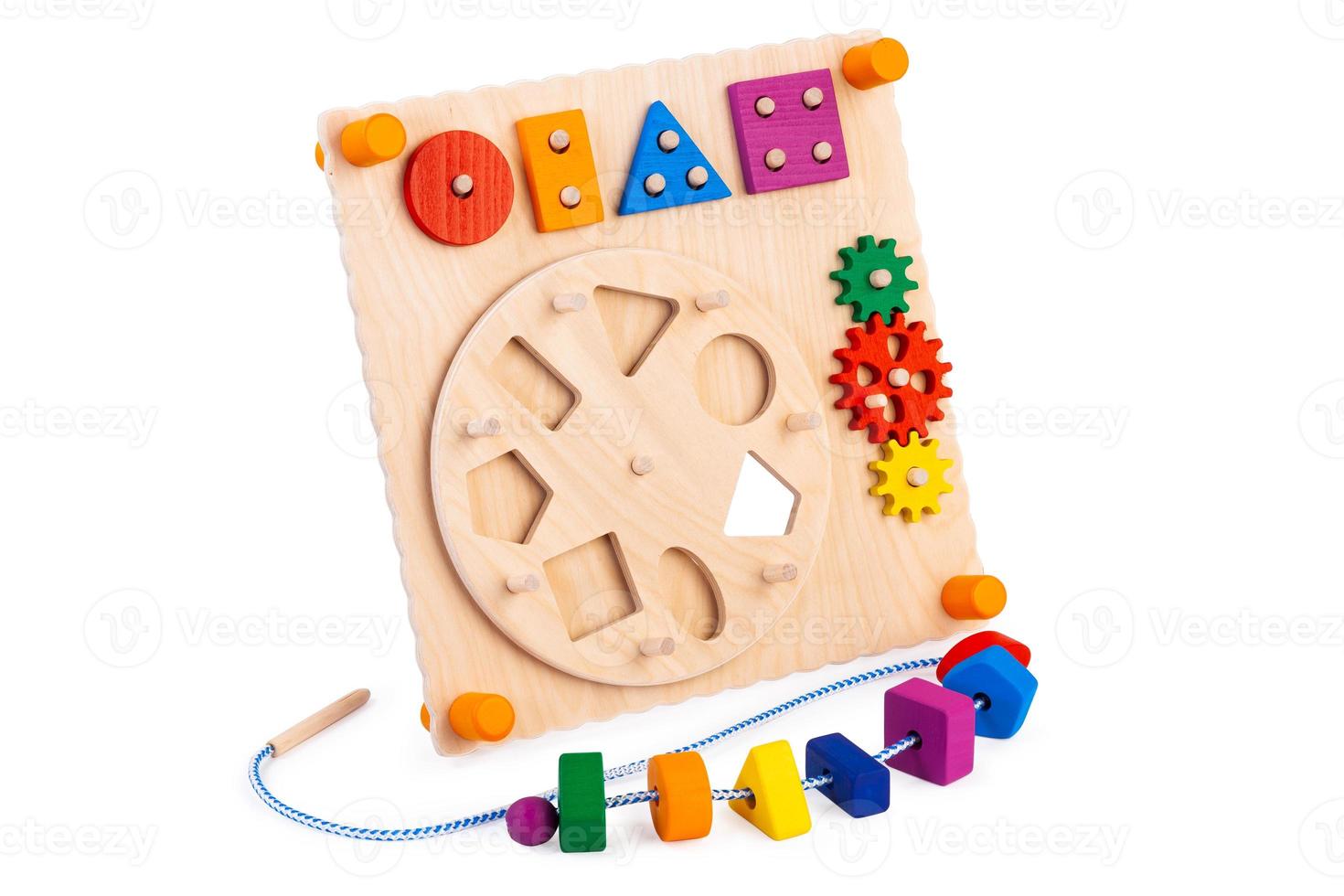 Wooden eco friendly busy board  educational toy for children photo