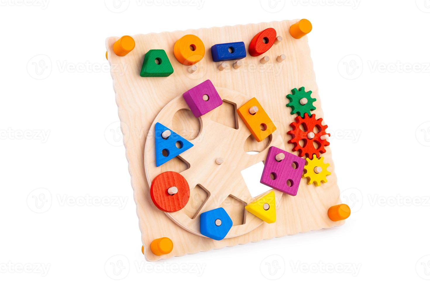 Wooden eco friendly busy board  educational toy for children photo