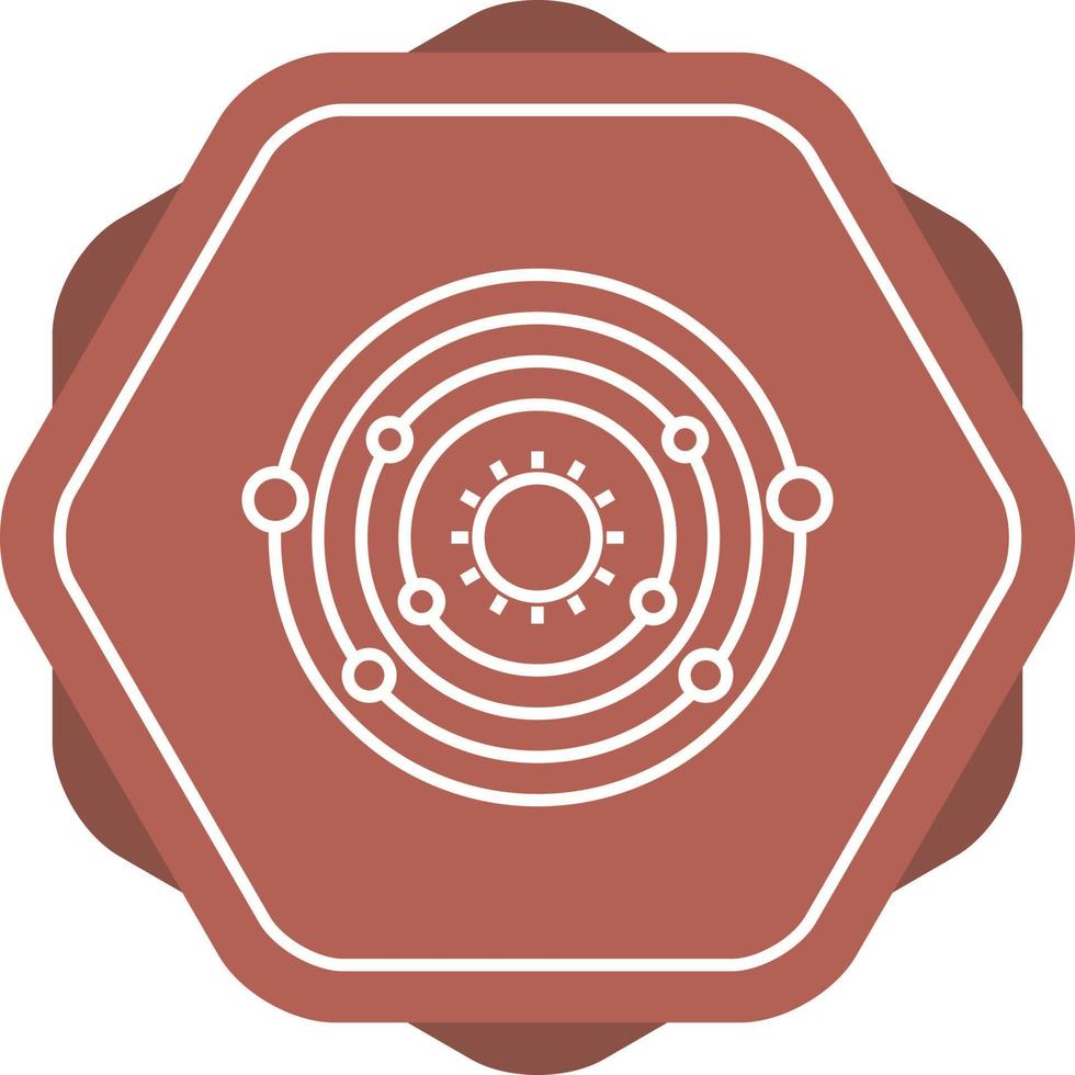 Unique Planet Orbiting Sun Vector Line Icon