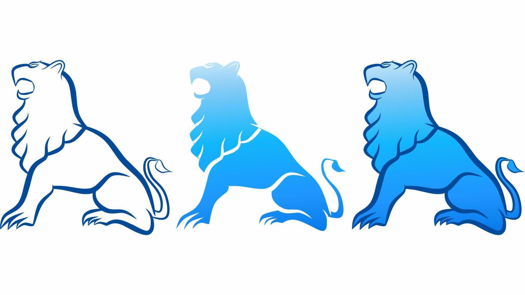 logotipo de leones ilustración vectorial aislada. logotipo de león azul y vector de león de arte lineal para logotipo, icono, símbolo, negocio, diseño o decoración