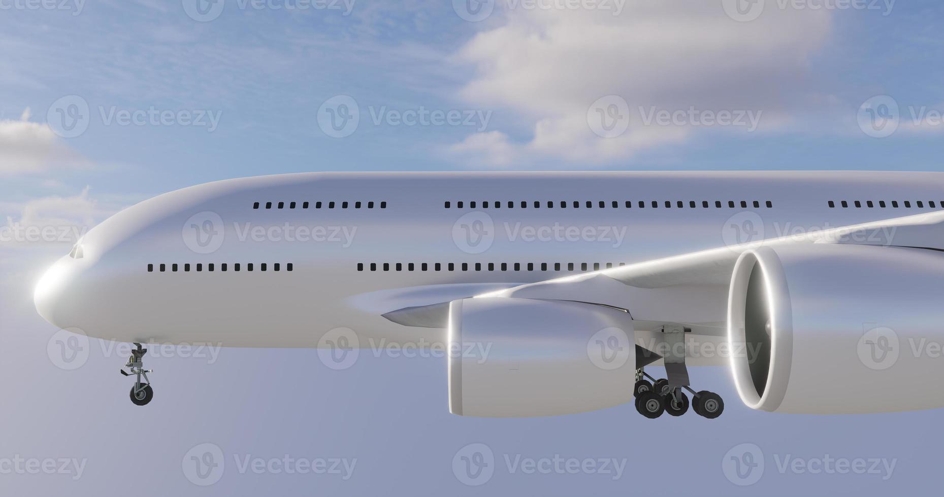 3D rendering illustration aeroplane with Blue sky futuristic show technology security for premium product business finance  transportation on white background include clipping path photo