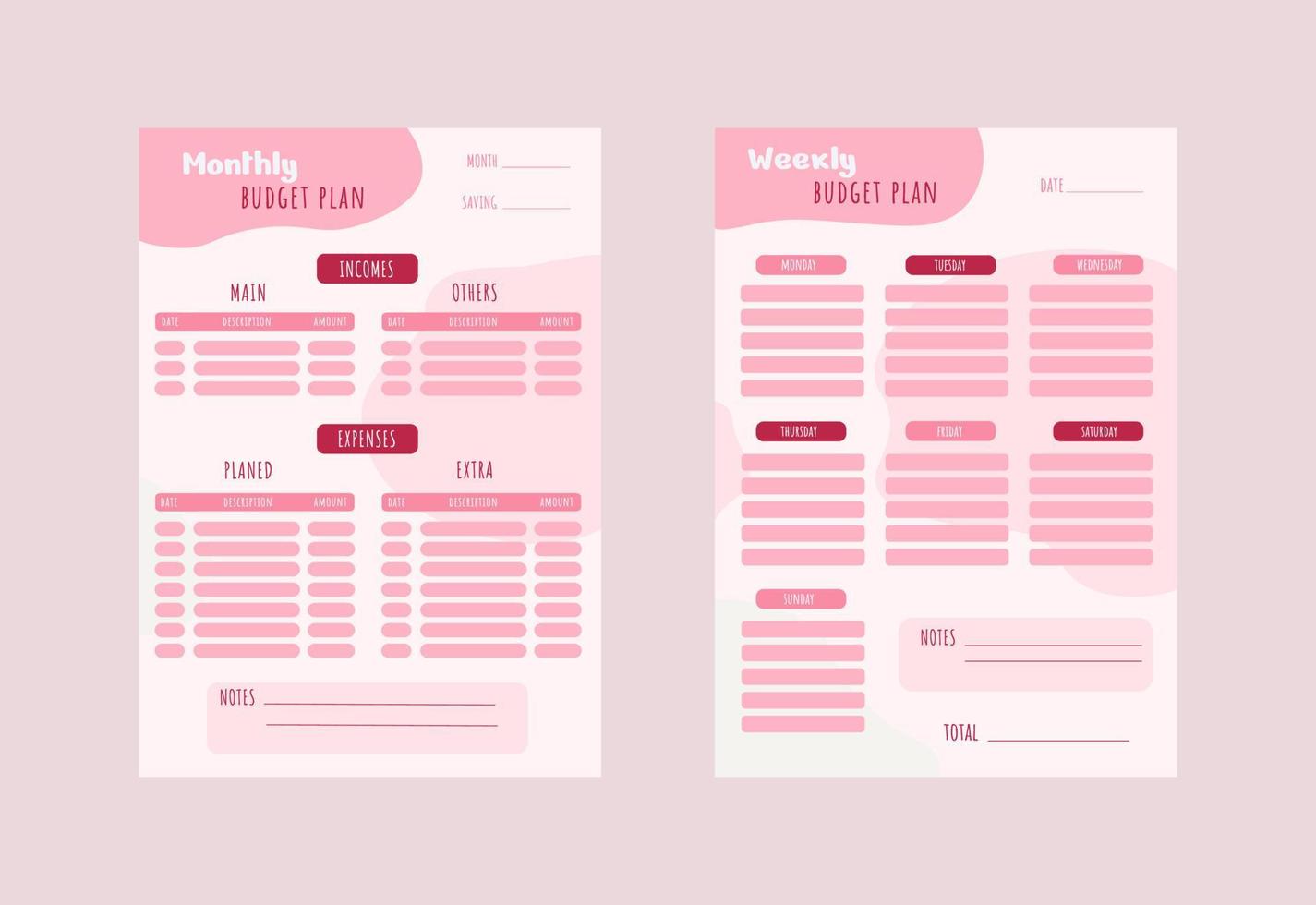 finance planer in viva magenta color. Color of the year vector