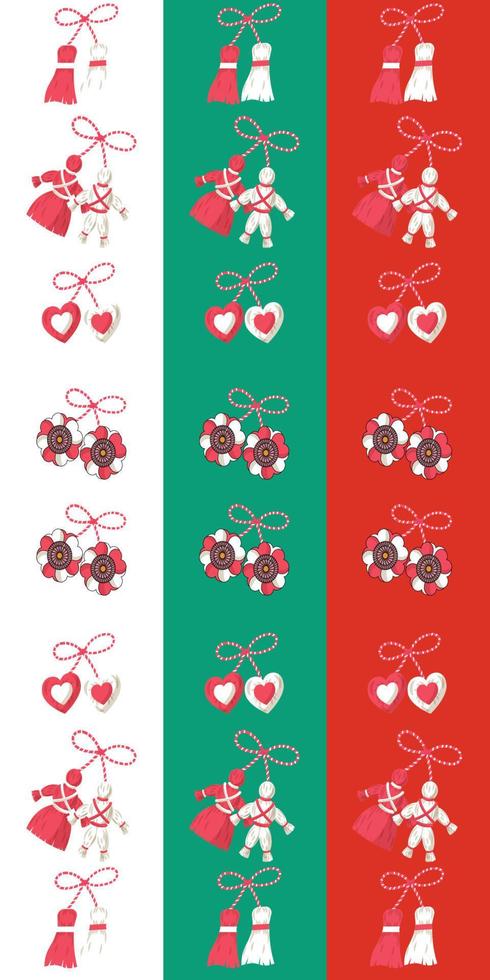 festividad de baba marta, martisor vertical con motivos decorativos vector