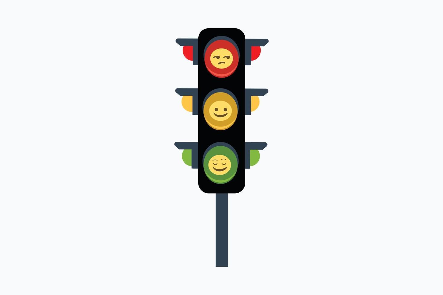 Traffic Light with Red Yellow and Green light emoji Vector. LED city traffic lights showing rules of the road. street regulation system signal symbol. vector