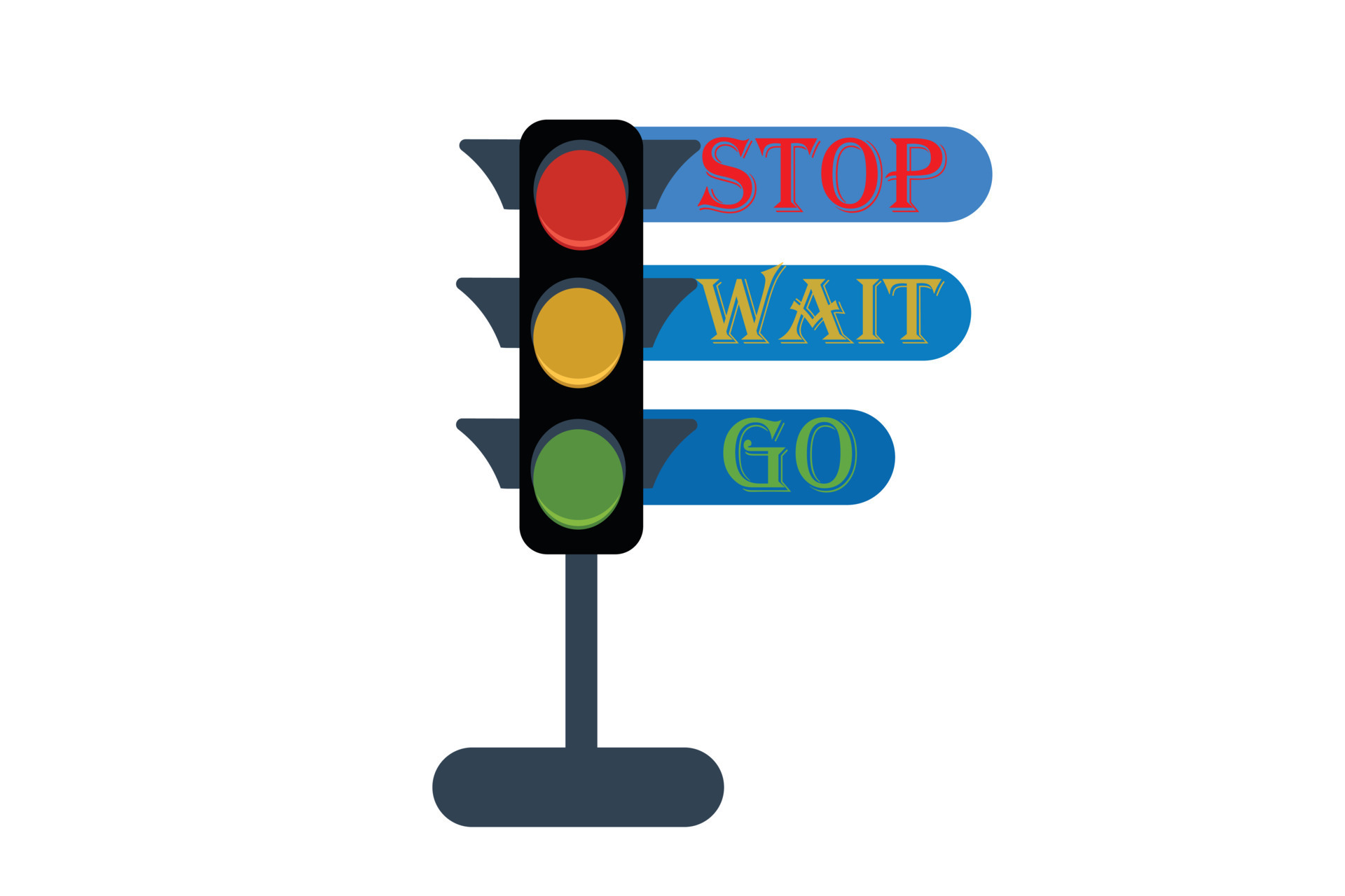 Traffic Light with Red Yellow and Green light Vector. LED city traffic