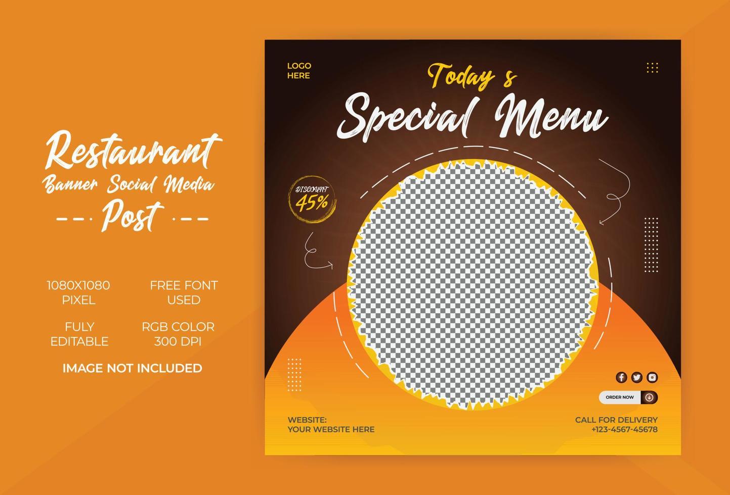 Food Promotion Instagram Social Media Banner Templates vector