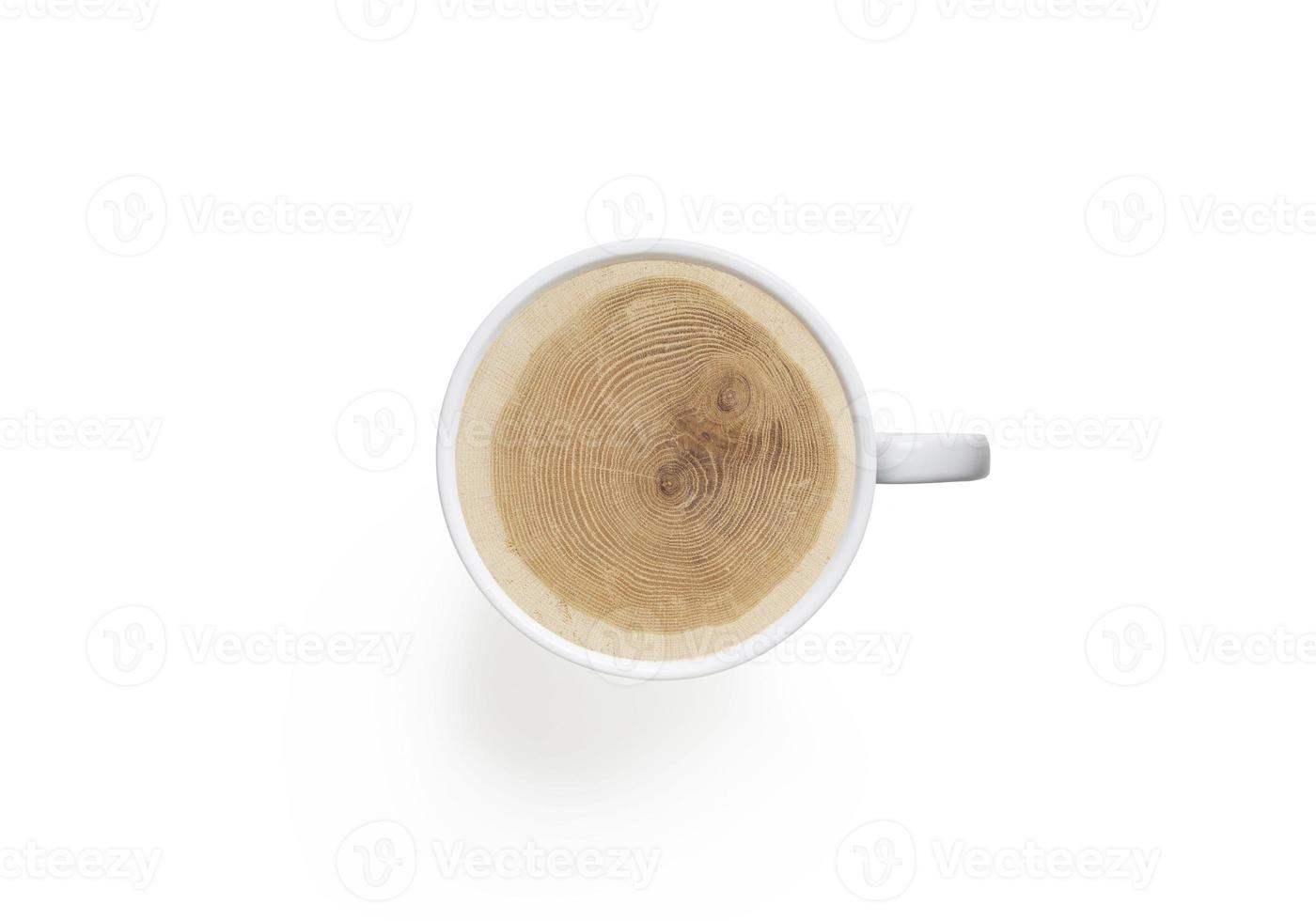 3D illustration coffee cup top view and tree cross section photo