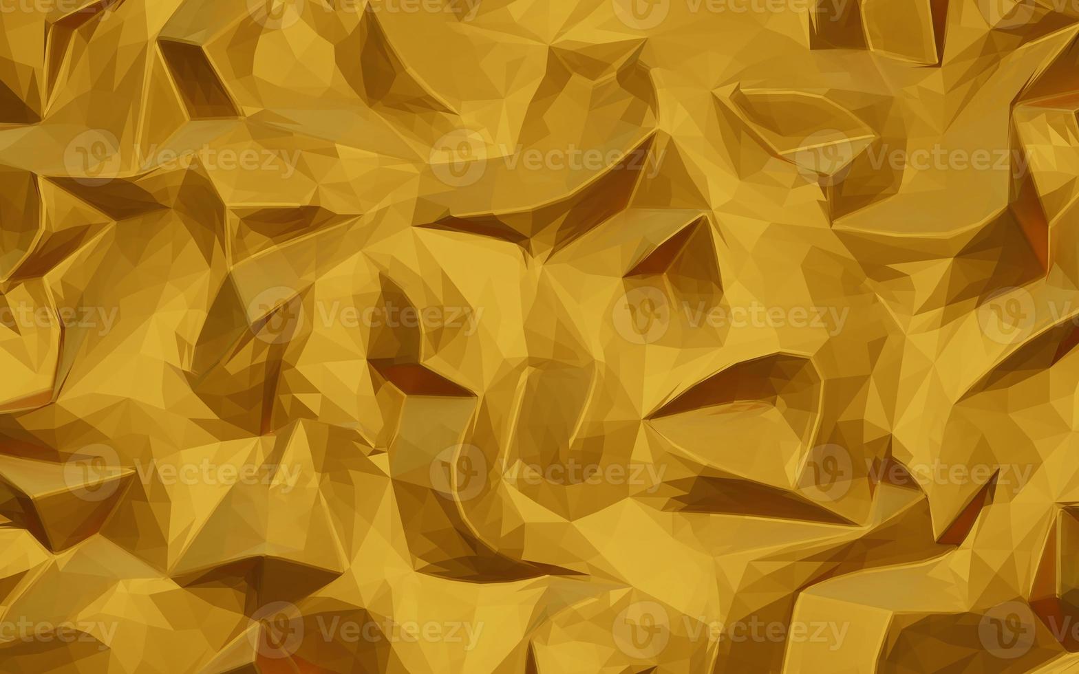 Abstract geometric gold color background, polygon, low poly pattern. 3d render illustration. photo