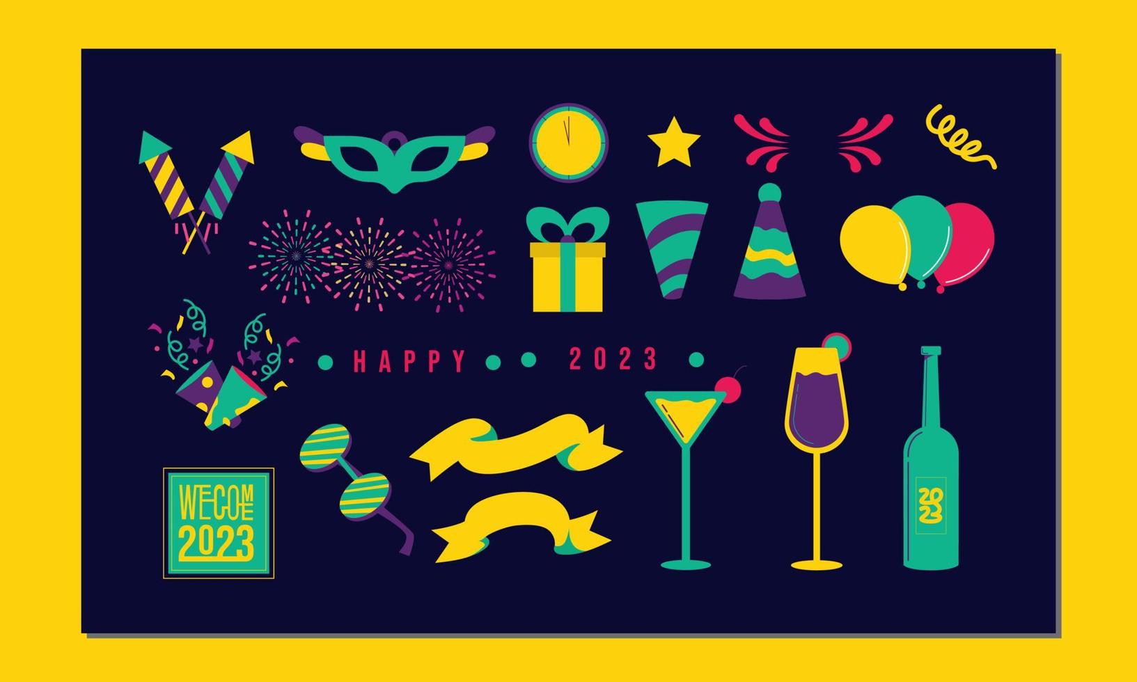 New Years element set vector