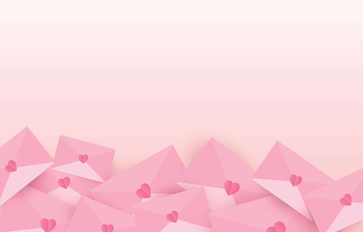 sobre rosa dulce cortado en papel. con espacio de copia para el diseño del día de san valentín o el concepto de fondo del día del amor. vector enviar una carta a un amante, pareja