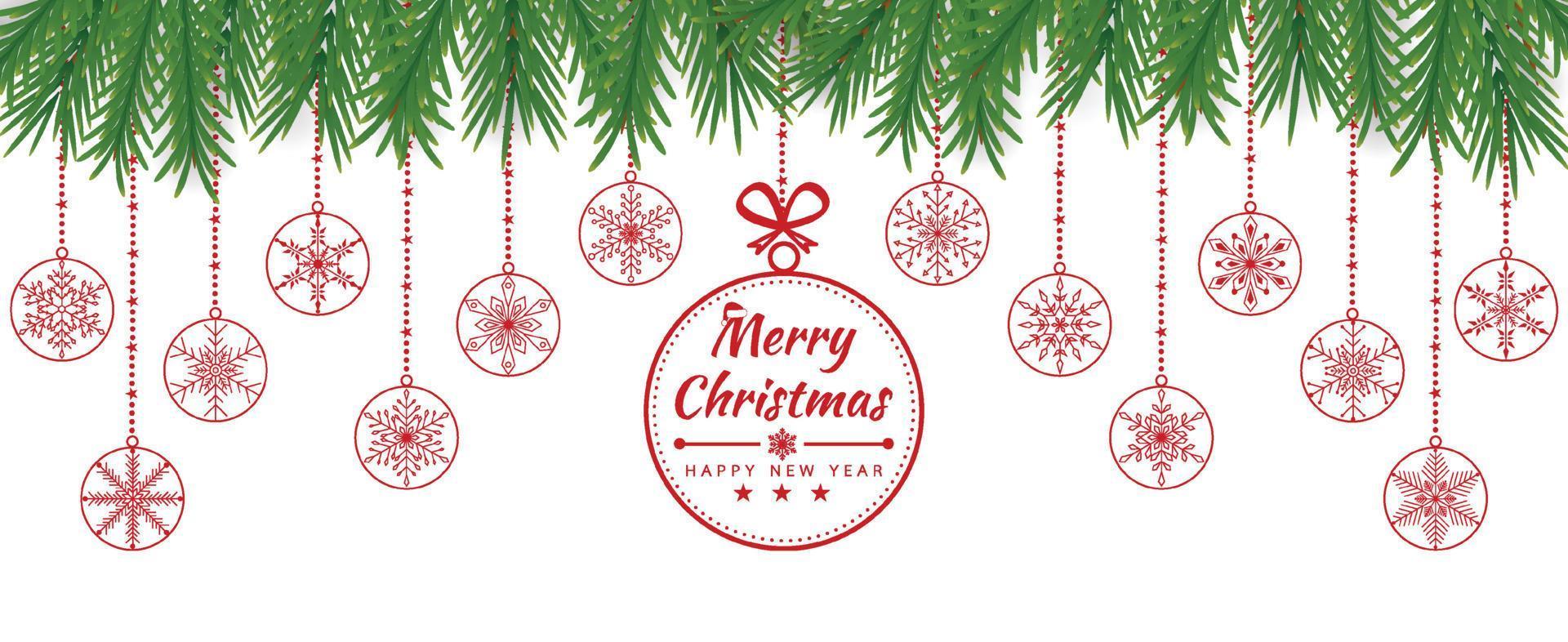 Merry Christmas and Happy New Year background with Snowflakes for Christmas tree made. Vector illustration