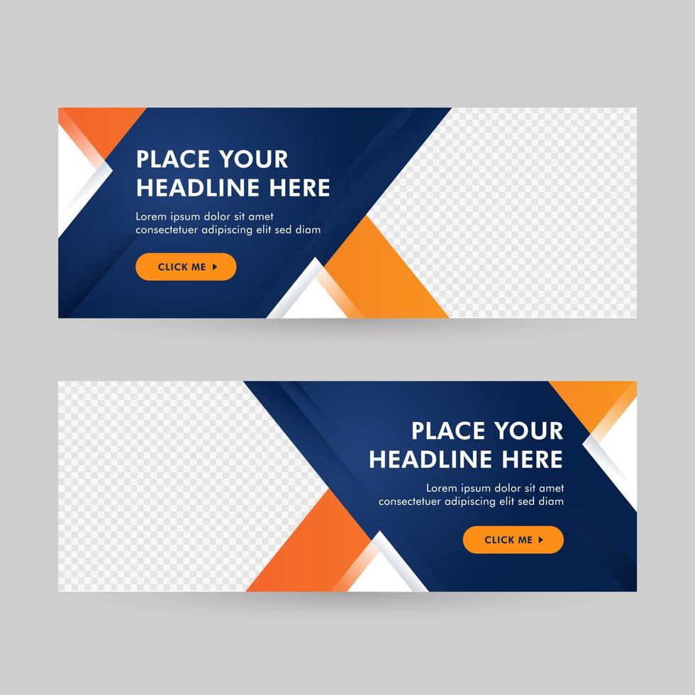 Elegant banner design combined with dark blue and orange. combined with triangular elements that make it look professional so it is suitable for your business vector