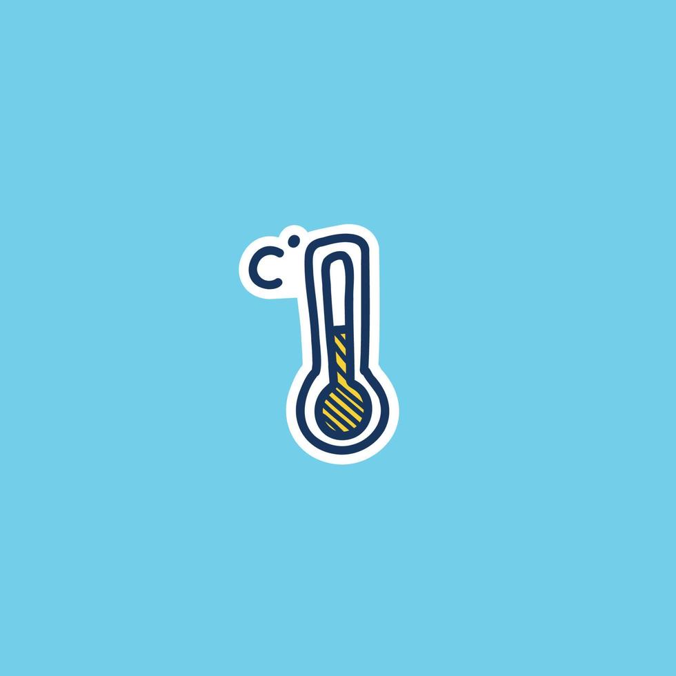 normal temperature weather icon doodle hand drawing outline fill style vector