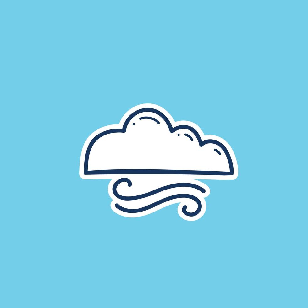 windy weather icon doodle hand drawing outline fill style vector