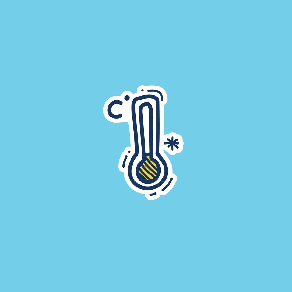 cold temperature weather icon doodle hand drawing outline fill style. low temperature clouds outline doodle weather icon vector