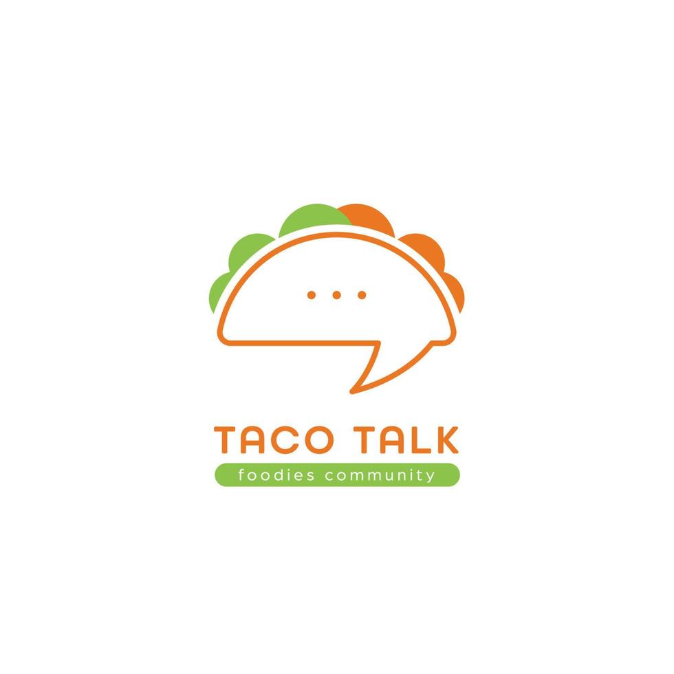 icono de logotipo de esquema de conversación de taco mexicano simple vector