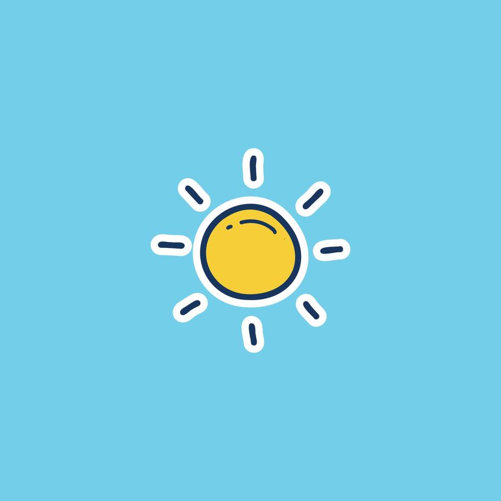 sun sunny weather icon doodle hand drawing outline fill style vector