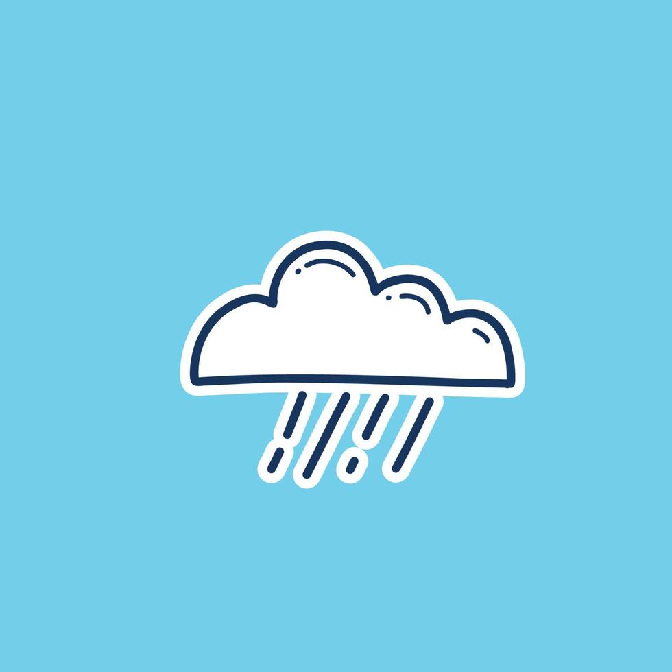 rainy weather icon doodle hand drawing outline fill style. rain weather doodle icon vector