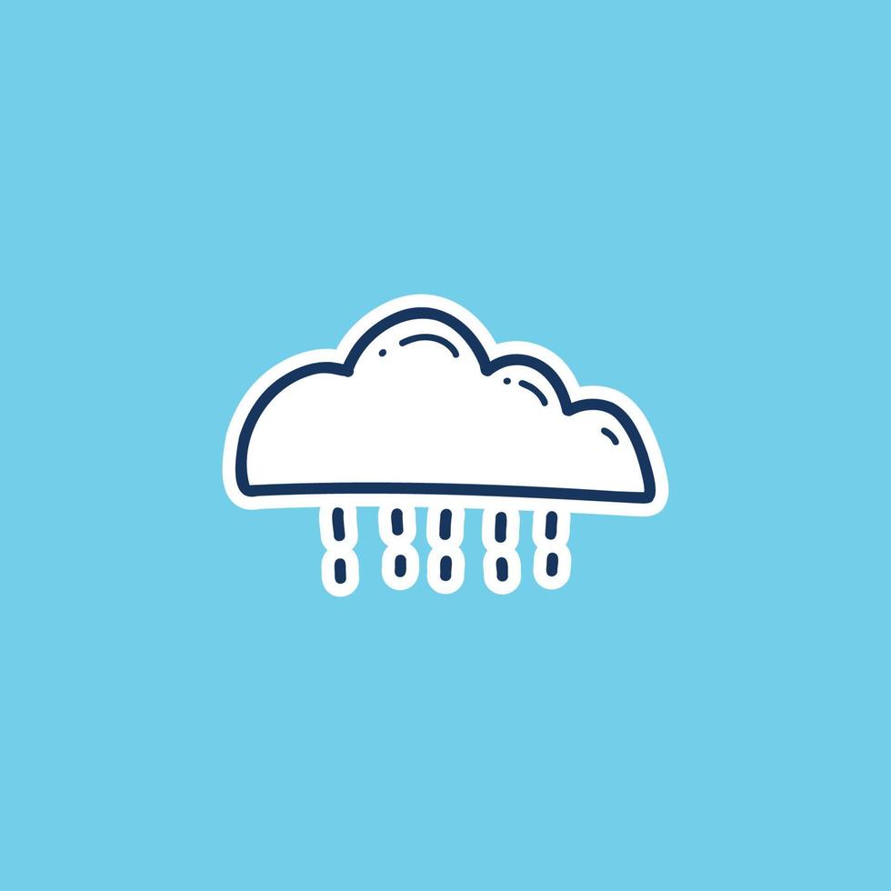 showers rain weather icon doodle hand drawing outline fill style. rain weather doodle icon vector