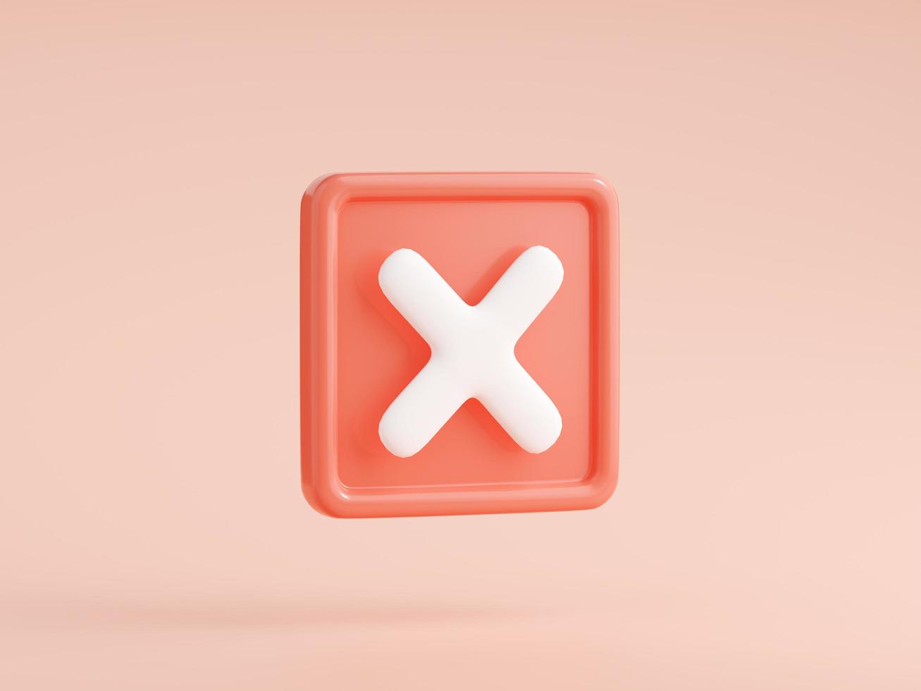 3d render cross mark isolated icon, error X symbol photo