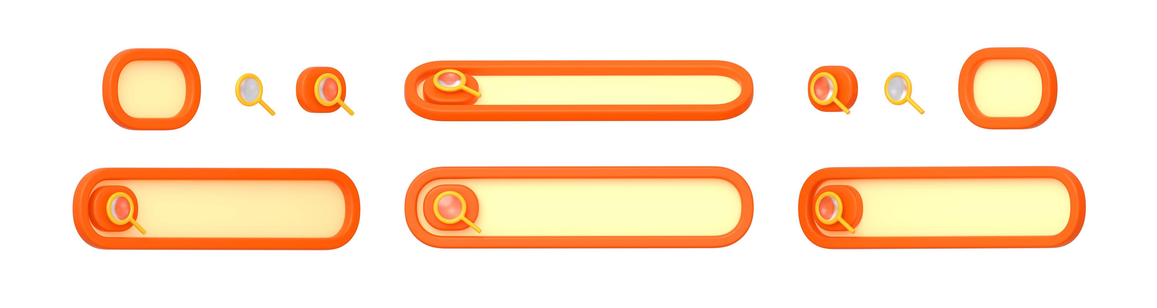 3d render search bar and magnifying glass icons photo