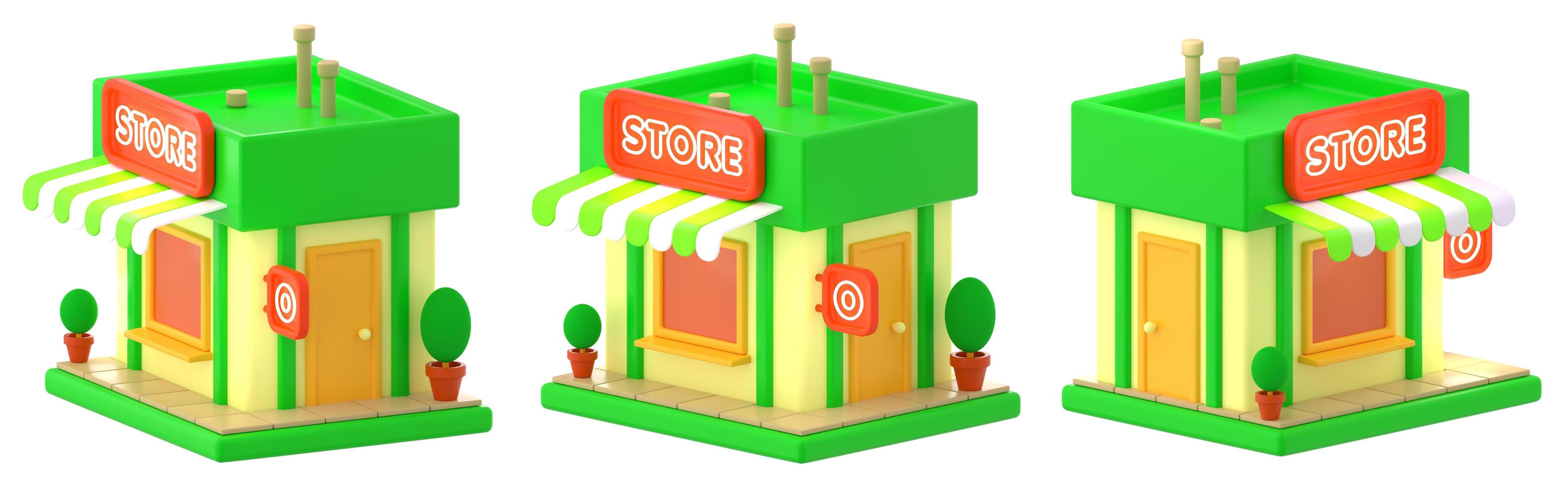 3d render store building, market stall, fair booth photo