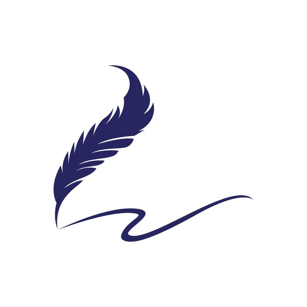 Feather pen Logo template Vector illustration