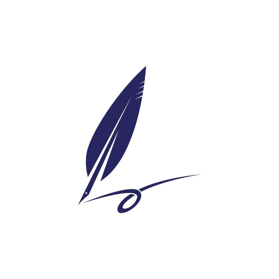Feather pen Logo template Vector illustration