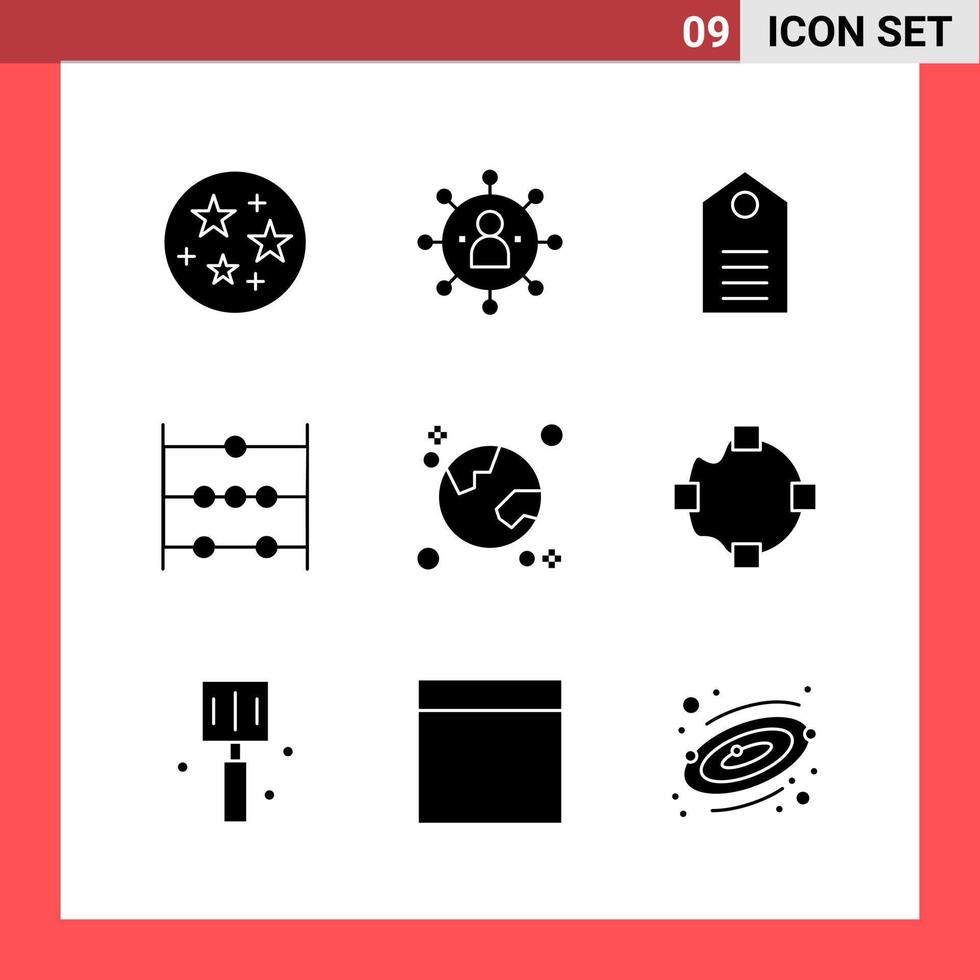 9 Icon Pack Solid Style Glyph Symbols on White Background Simple Signs for general designing Creative Black Icon vector background