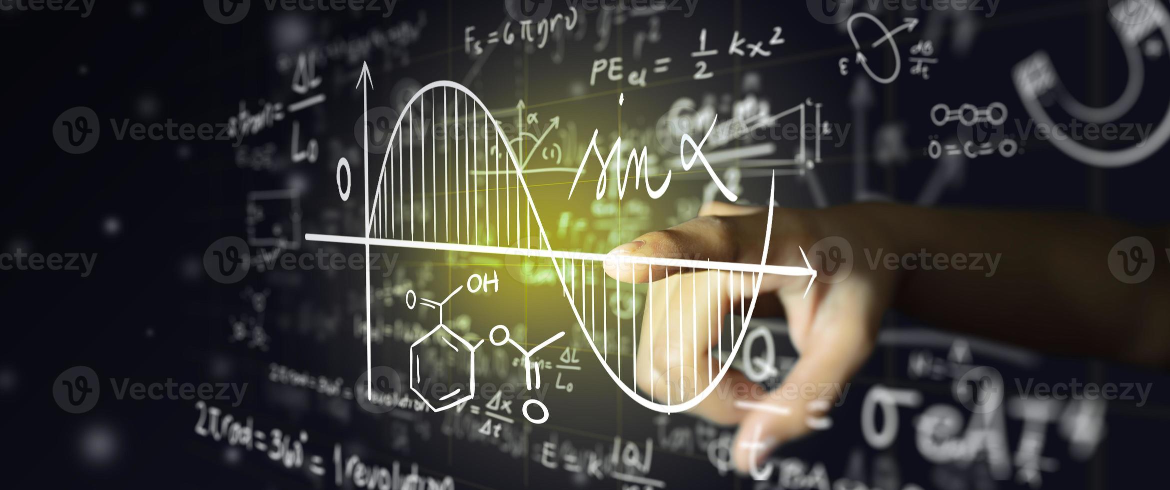 Maths and Science formula on black board. photo