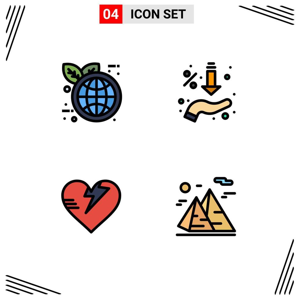 Stock Vector Icon Pack of 4 Line Signs and Symbols for earth day heart arrows hand mountain Editable Vector Design Elements