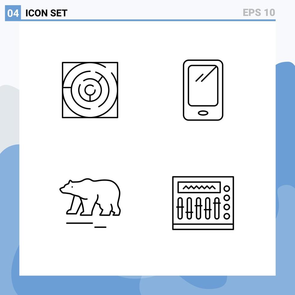 concepto de 4 líneas para sitios web móviles y aplicaciones laberinto estrategia de iphone teléfono inteligente oso elementos de diseño vectorial editables vector