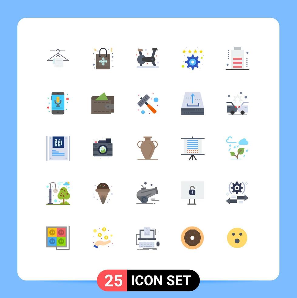 25 Thematic Vector Flat Colors and Editable Symbols of charge settings cycling preference bookmark Editable Vector Design Elements
