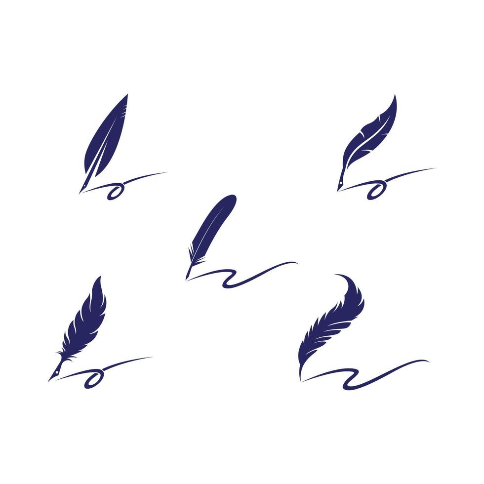 Feather pen Logo template Vector illustration