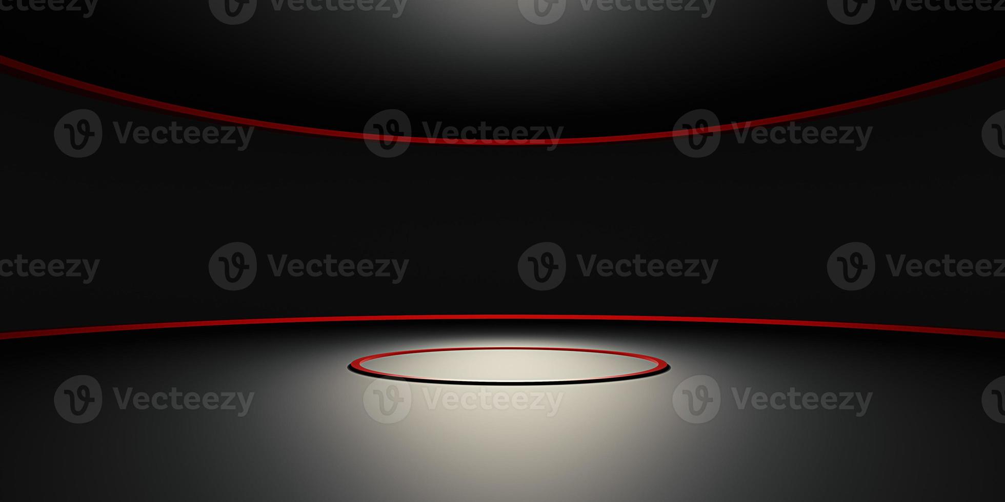 Red Curve Podium Background Neon Light Circle Dark ZEN Modern Abstract Base Concept Stage 3D Illustration photo