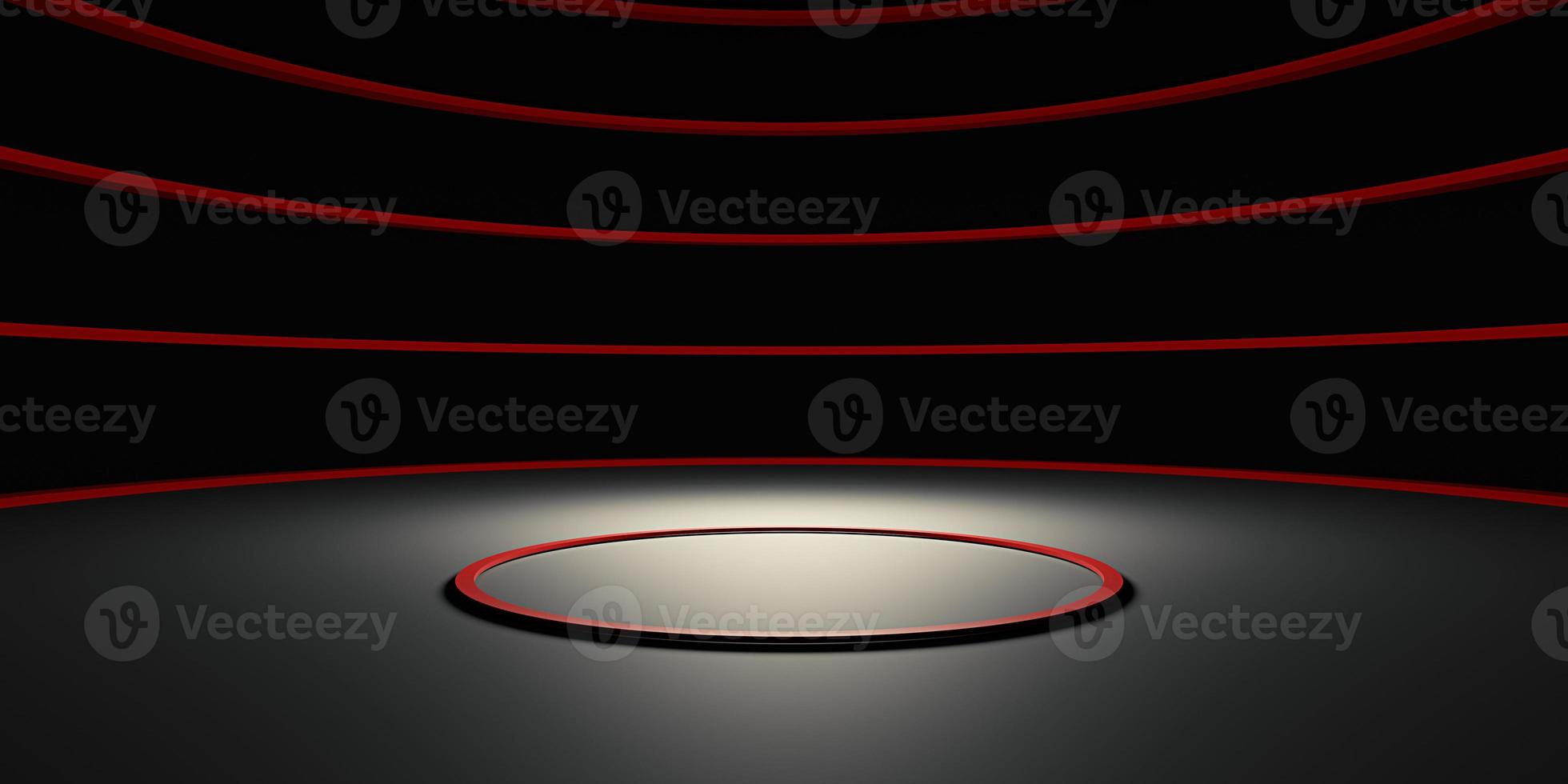 Red Curve Podium Background Neon Light Circle Dark ZEN Modern Abstract Base Concept Stage 3D Illustration photo