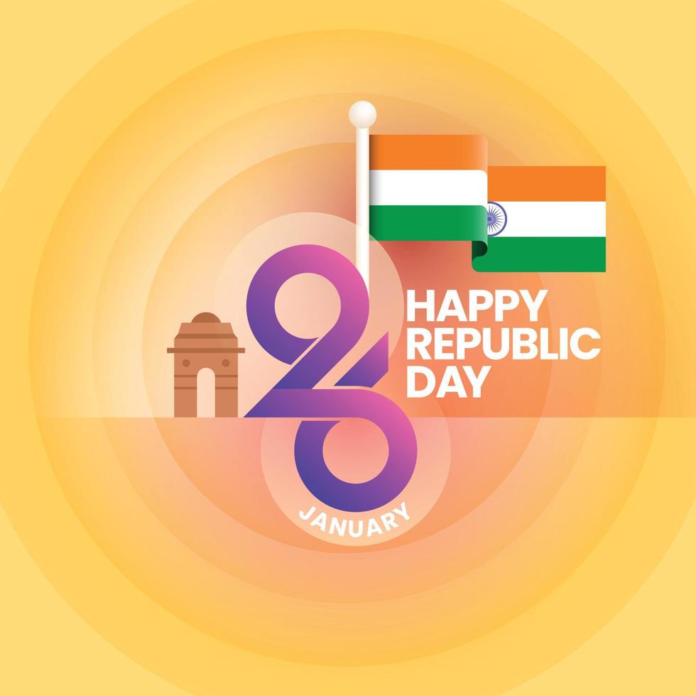 26 January India Happy Republic Day background or post banner vector