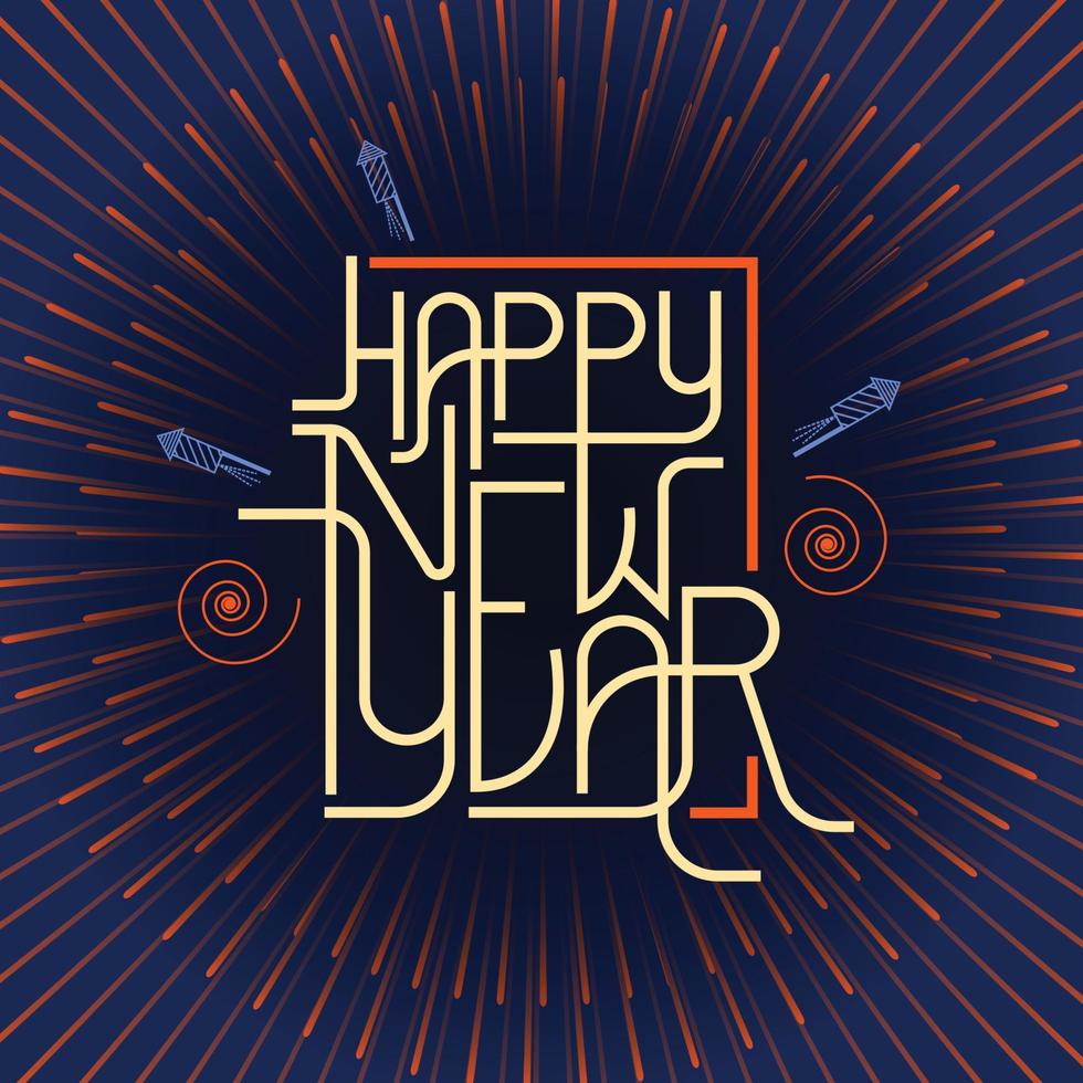 Happy new year text art work for social media post design template vector
