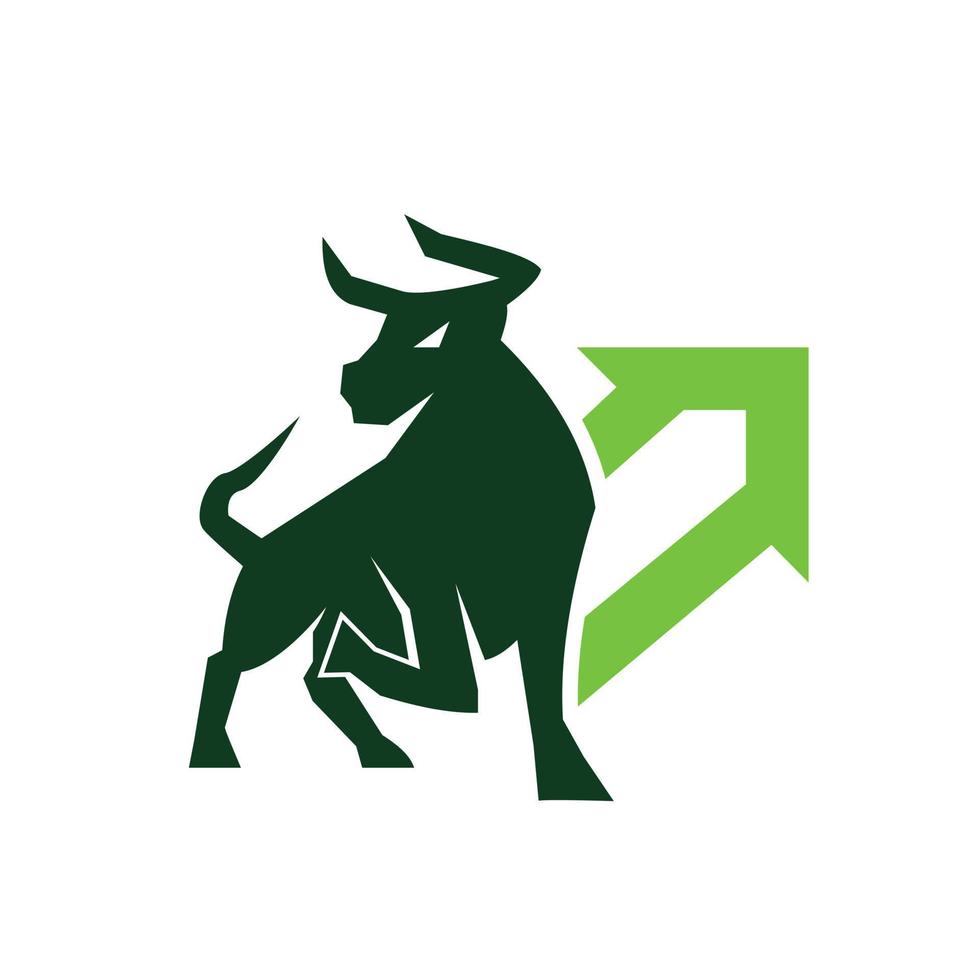 Bulls stock market trend. Trading exchange, up green arrow chart. Price chart going up. Global economic boom. Design vector. finance logo. Economic finance chart business productivity logo icon. vector