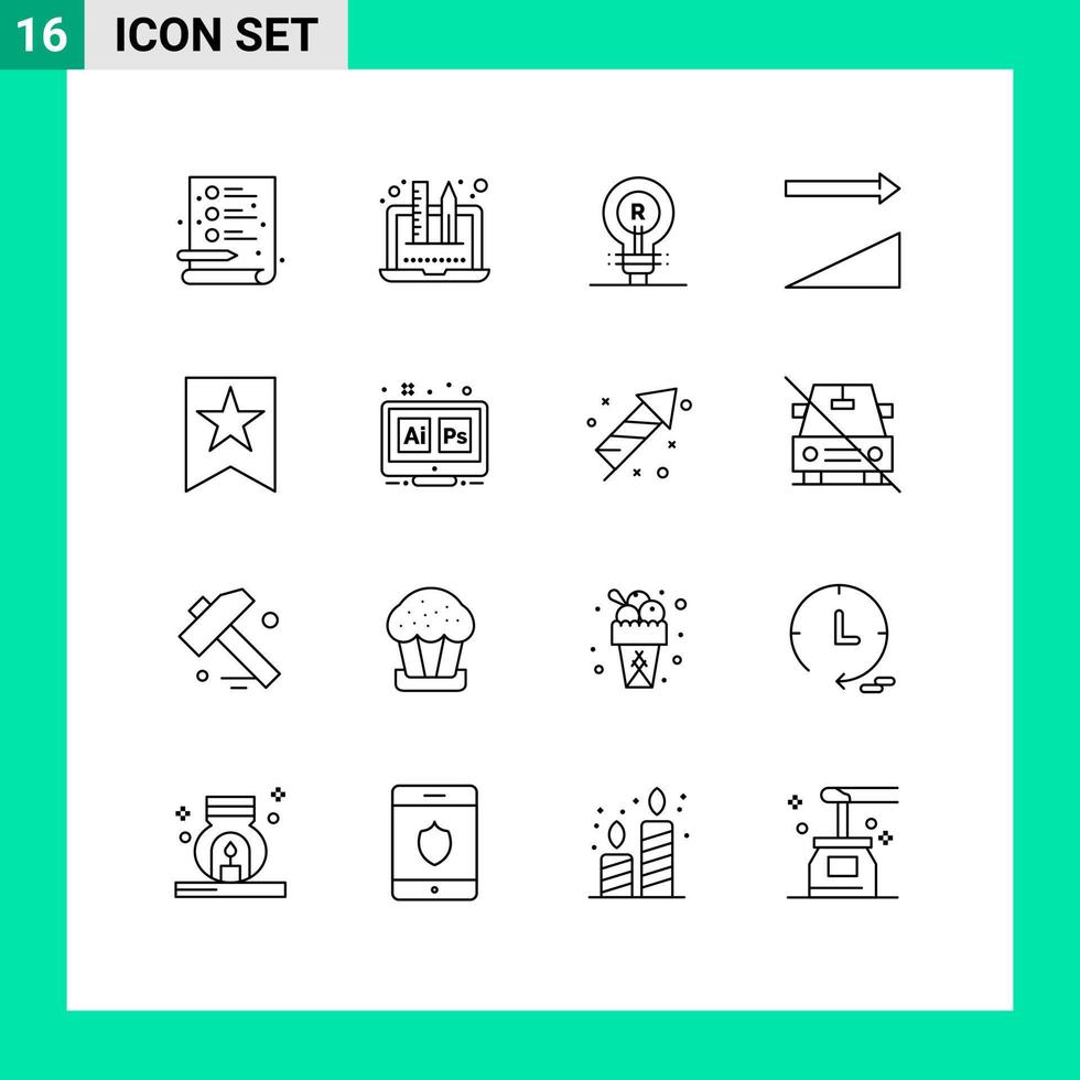 grupo de 16 esbozos de signos y símbolos para el concepto de marcador de estrellas que clasifica elementos de diseño de vectores editables ascendentes