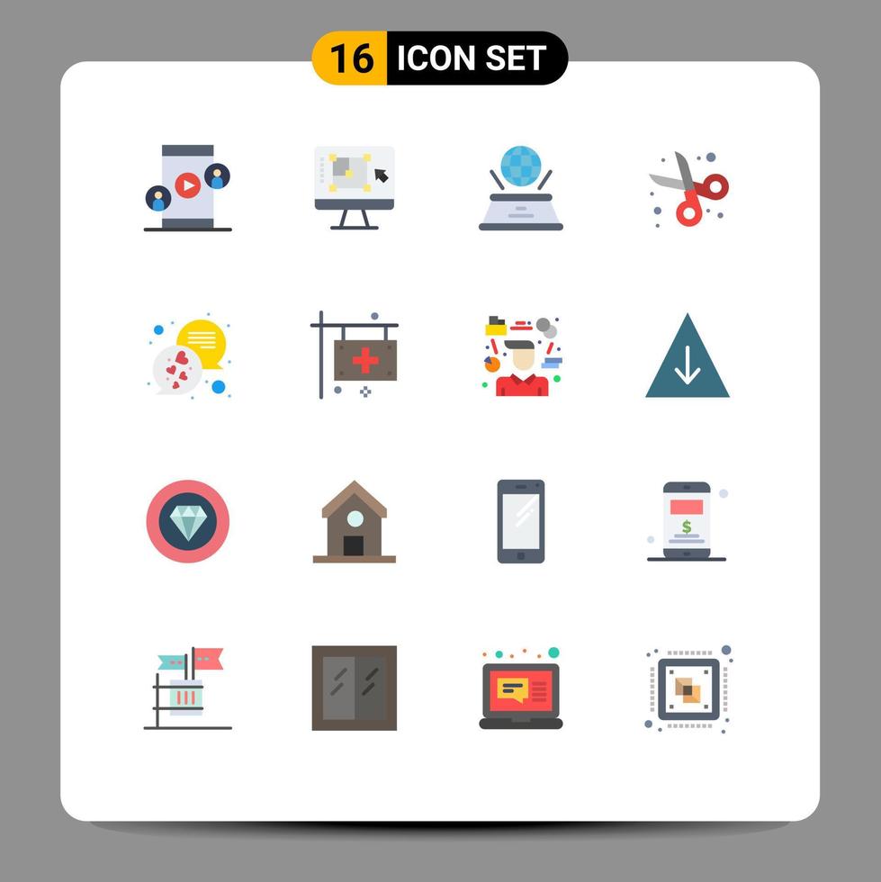 Mobile Interface Flat Color Set of 16 Pictograms of student education increase cut presentation Editable Pack of Creative Vector Design Elements