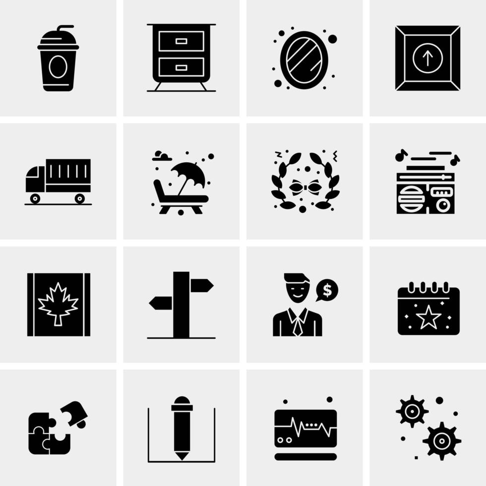 16 iconos de negocios universales vector ilustración de icono creativo para usar en proyectos relacionados con la web y dispositivos móviles