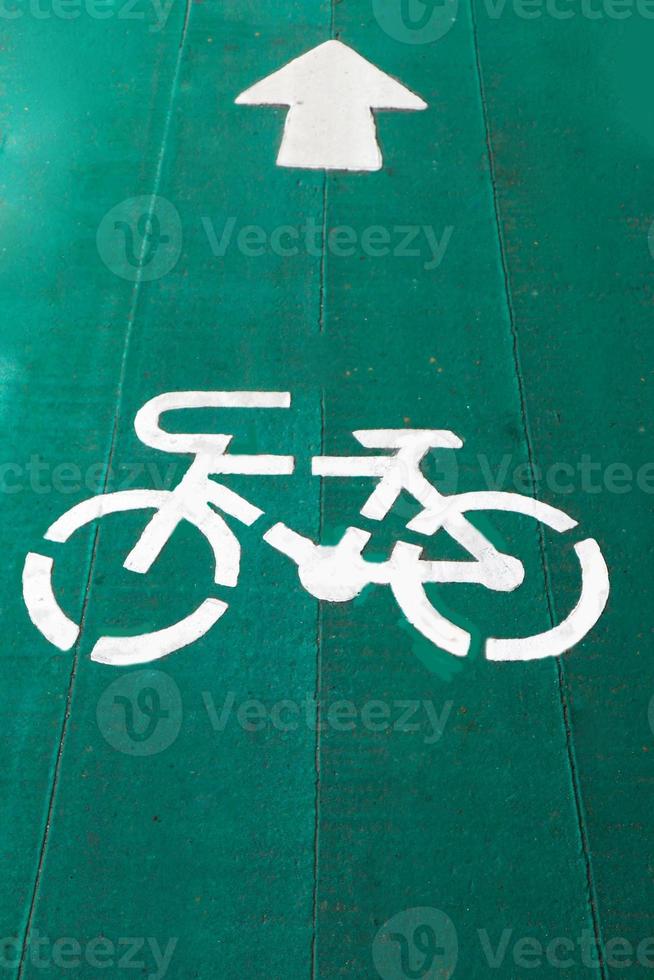 Bicycle path or Bicycle signs on the road photo